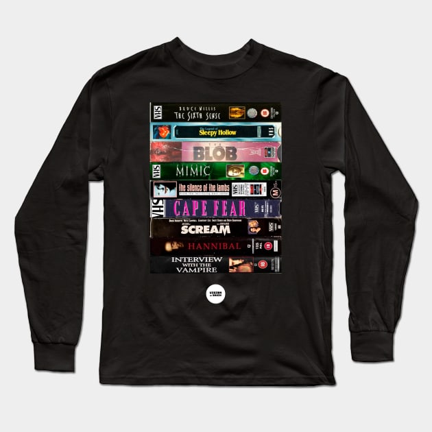 Mix terror VHS stack Long Sleeve T-Shirt by visionofbrain